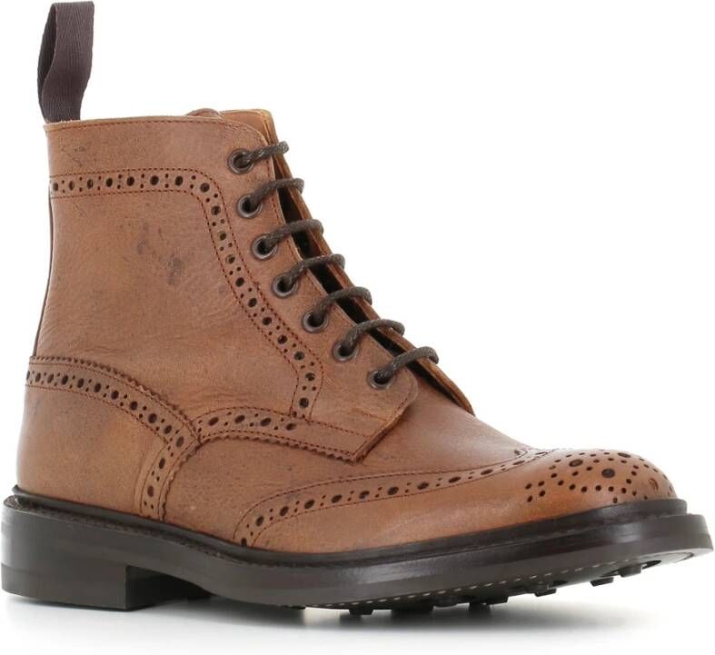 Tricker's Handgemaakte Cognac Brogue Laarzen Brown Heren