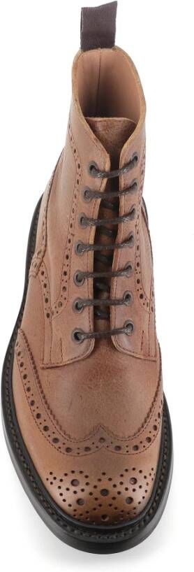 Tricker's Handgemaakte Cognac Brogue Laarzen Brown Heren