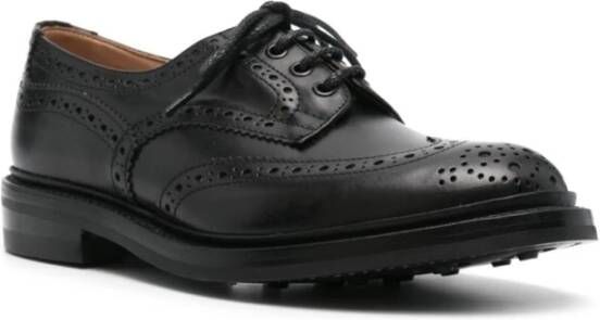 Tricker's Zwarte Kalfsleren Veterschoenen met Dainite Zool Black Heren