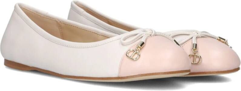 Twinset Beige Leren Ballerinas met Roze Neus Beige Dames