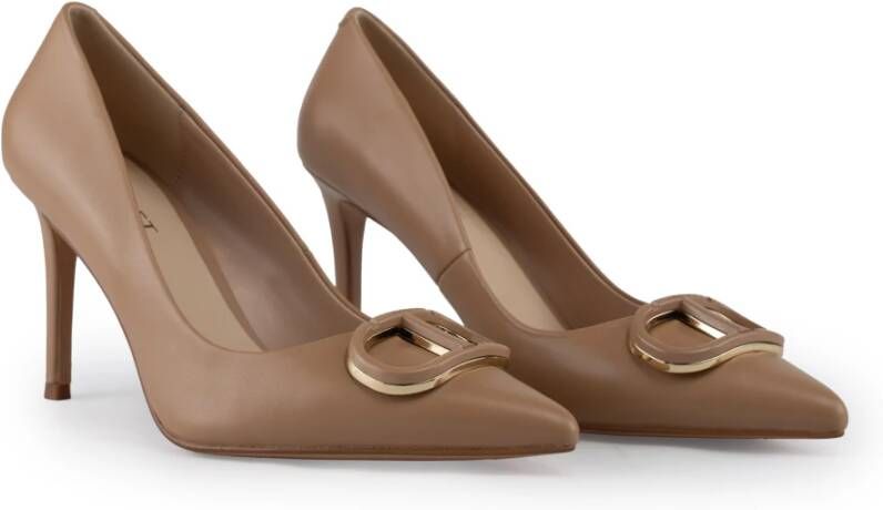 Twinset Bruine leren stiletto hakken Brown Dames