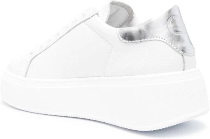 Twinset Witte Leren Sneakers met Logo Print White Dames