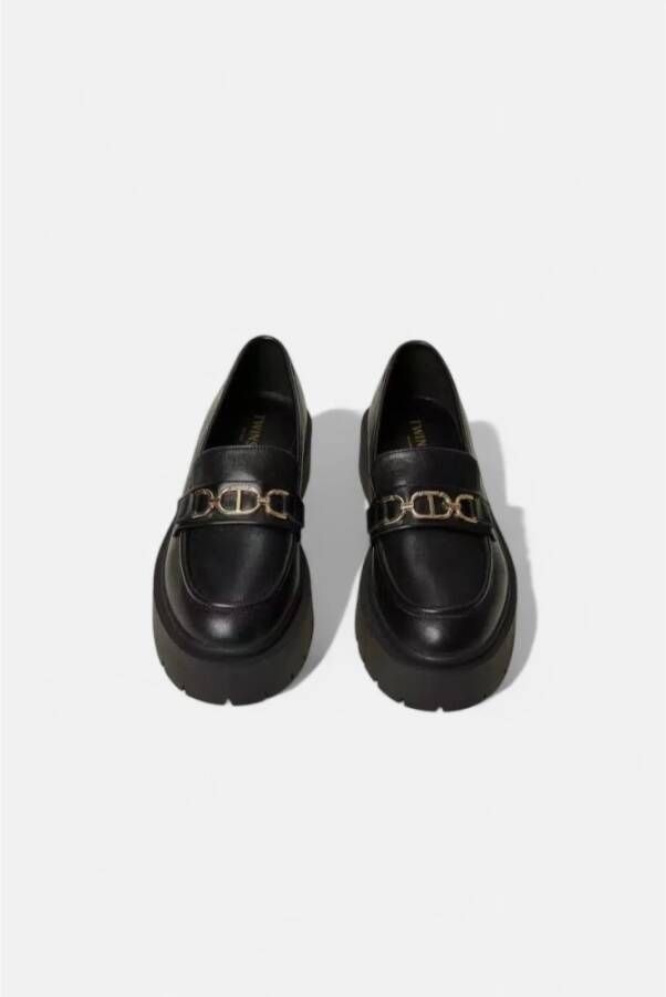 Twinset Eco-leren loafers met Oval T klem Black Dames