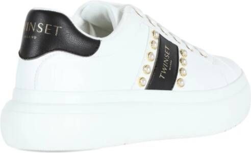 Twinset Eco-leren Sneakers met Decoratieve Details White Dames