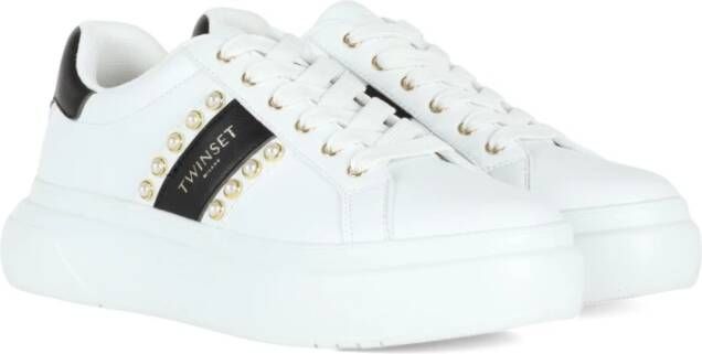 Twinset Eco-leren Sneakers met Decoratieve Details White Dames