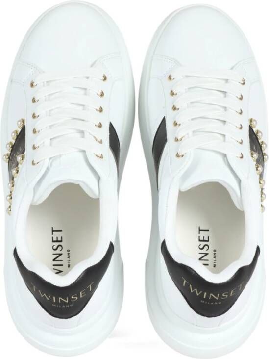 Twinset Eco-leren Sneakers met Decoratieve Details White Dames