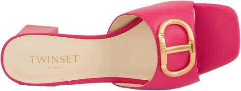 Twinset Fuchsia Leren Pump met Dikke Hak Pink Dames