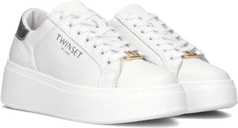 Twinset Lage Sneakers met Zilveren Details White Dames