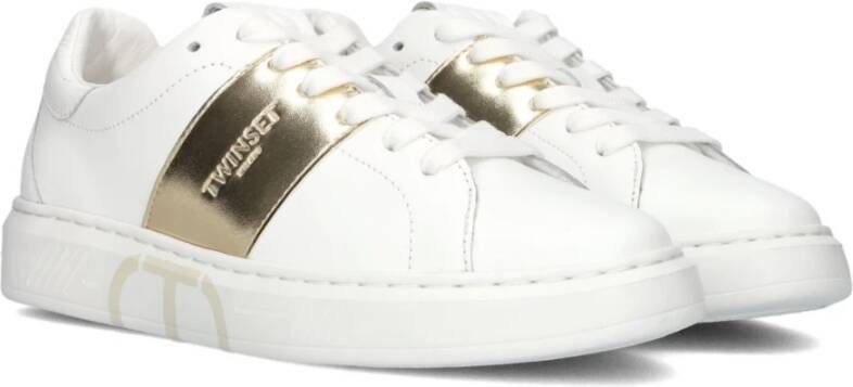 Twinset Lage Sneakers Wit Goud White Dames