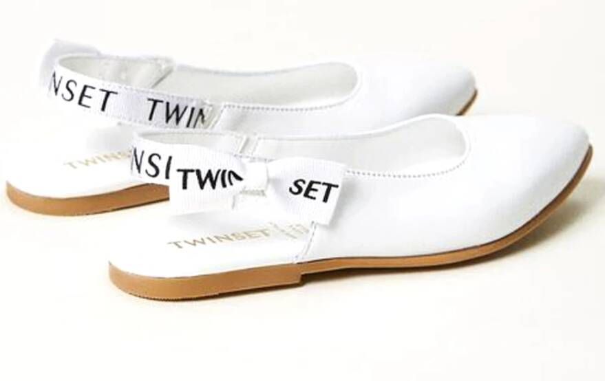 Twinset Leren Ballerina Schoenen met Strik White Dames