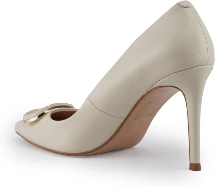 Twinset Leren Stiletto Hakken Witte Schoenen Gray Dames