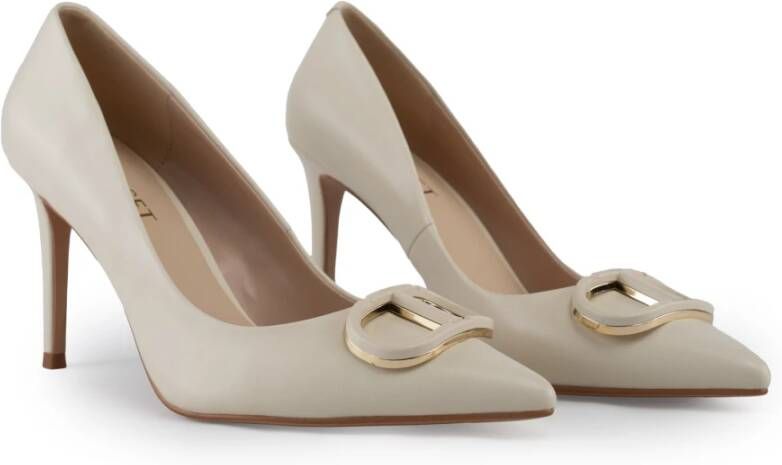 Twinset Leren Stiletto Hakken Witte Schoenen Gray Dames