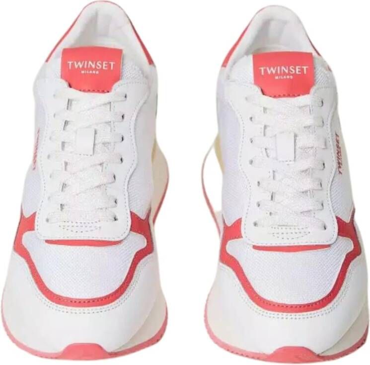 Twinset Kleurrijke Logo Hardloopschoenen Wit Dames