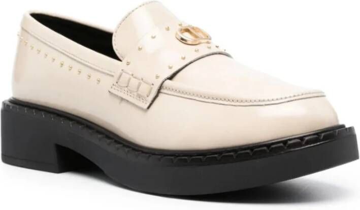 Twinset Studded Leren Loafers Beige Dames