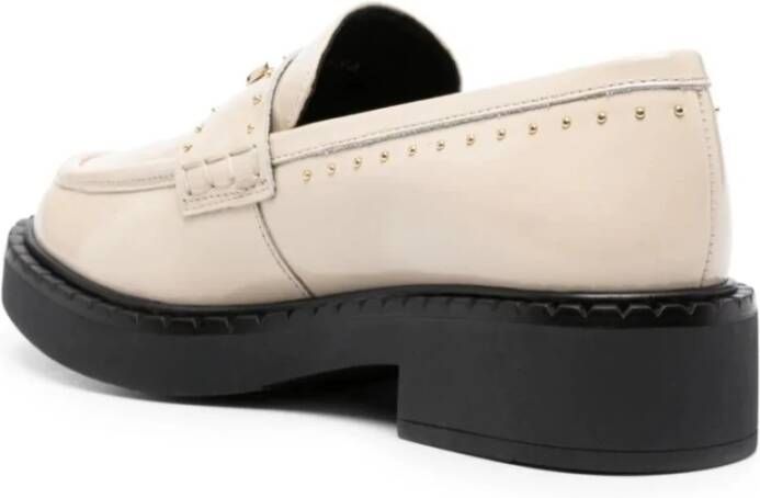 Twinset Studded Leren Loafers Beige Dames