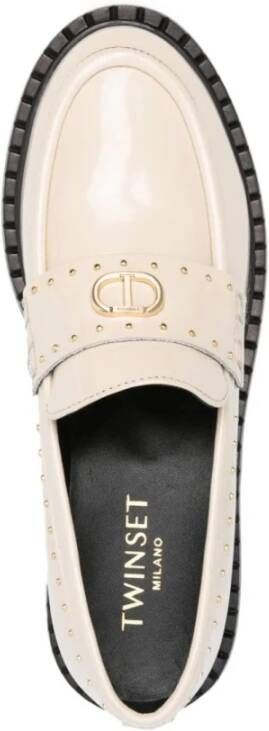 Twinset Studded Leren Loafers Beige Dames