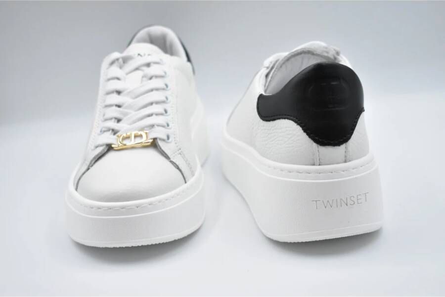 Twinset Witte Kant Platte Schoenen Elegante Stijl White Dames