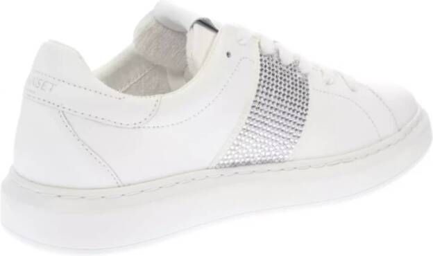 Twinset Witte Leren Lage Sneakers met Strass Detail White Dames