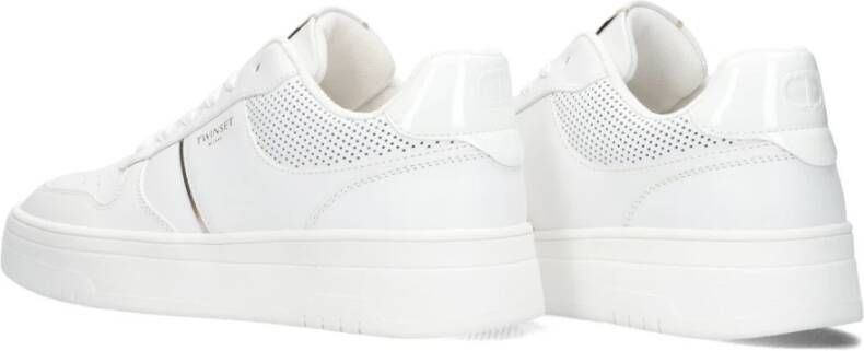 Twinset Witte Leren Lage Sneakers White Dames