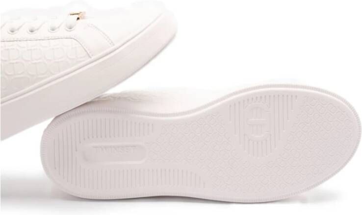 Twinset Witte leren sneakers met 3 cm zool White Dames