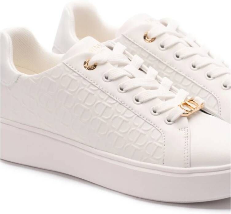 Twinset Witte leren sneakers met 3 cm zool White Dames