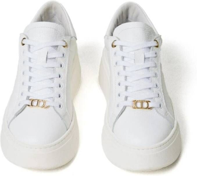 Twinset Witte Leren Sneakers White Dames