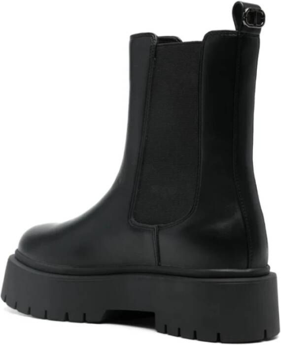 Twinset Zwarte Chelsea boots met rubberen zool Black Dames