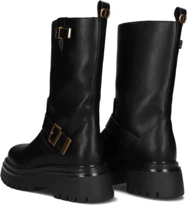 Twinset Zwarte Enkelboots met Gouden Accenten Black Dames