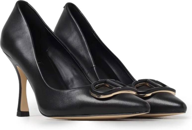 Twinset Zwarte Hak Instap Leren Schoenen Black Dames