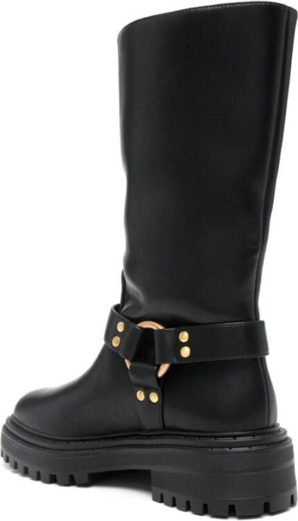 Twinset Zwarte hoge laarzen met stud-detailing Black Dames