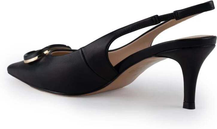 Twinset Zwarte leren slingback hakken Black Dames