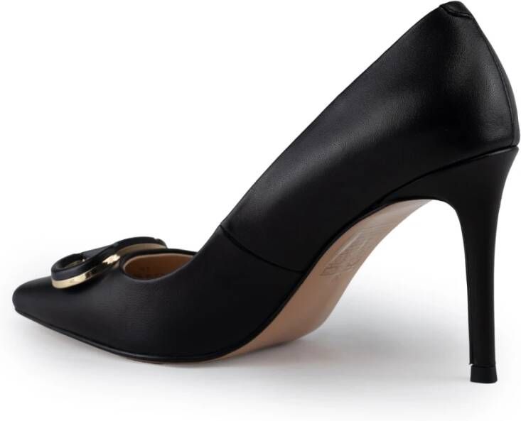 Twinset Zwarte leren stiletto hakken Black Dames