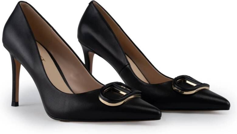 Twinset Zwarte leren stiletto hakken Black Dames