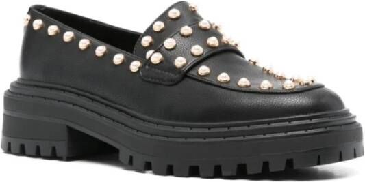 Twinset Zwarte platte loafers met pareldetails Black Dames