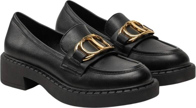 Twinset Zwarte platte mocassins met rubberen zool Black Dames