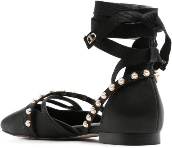 Twinset Zwarte platte schoenen met gespdetail Black Dames