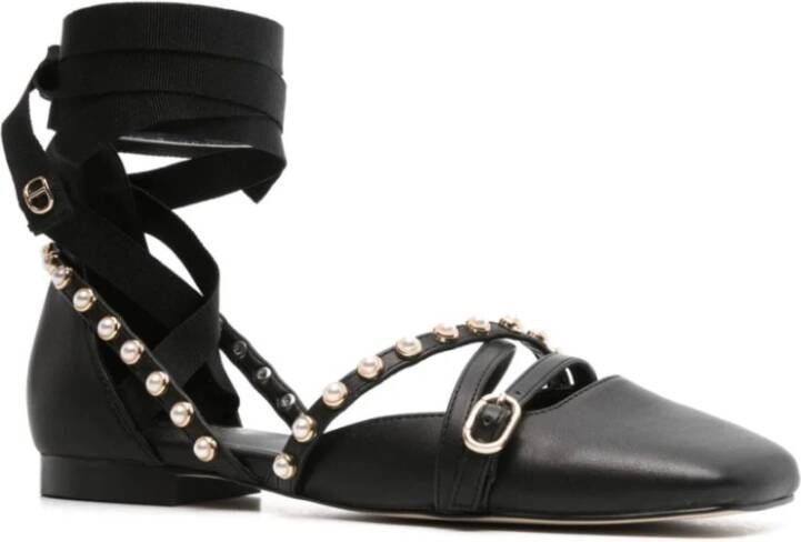 Twinset Zwarte platte schoenen met gespdetail Black Dames