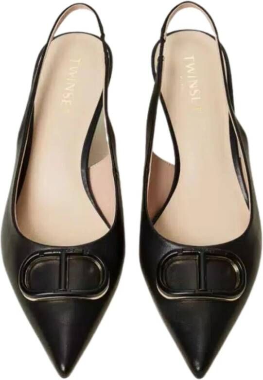 Twinset Zwarte platte slingback schoenen Black Dames