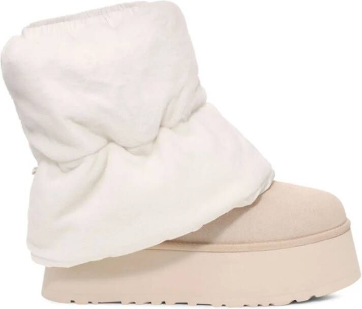 Ugg Beige Puffer Platform Enkellaarzen Beige Dames