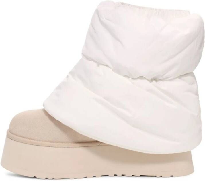 Ugg Beige Puffer Platform Enkellaarzen Beige Dames