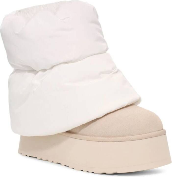 Ugg Beige Puffer Platform Enkellaarzen Beige Dames