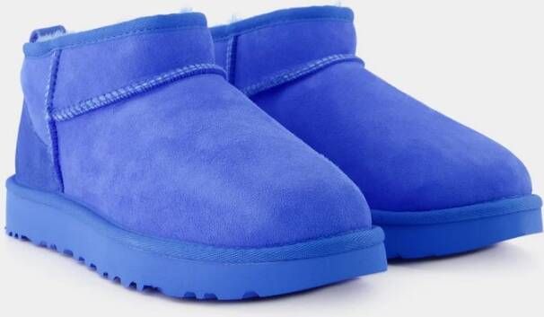 Ugg Blauwe Winter Enkellaarzen Leer Blue Dames