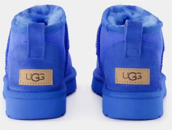 Ugg Blauwe Winter Enkellaarzen Leer Blue Dames