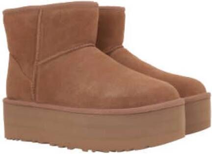 Ugg Bruine Suède Flatform Laarzen met plush™ Brown Dames