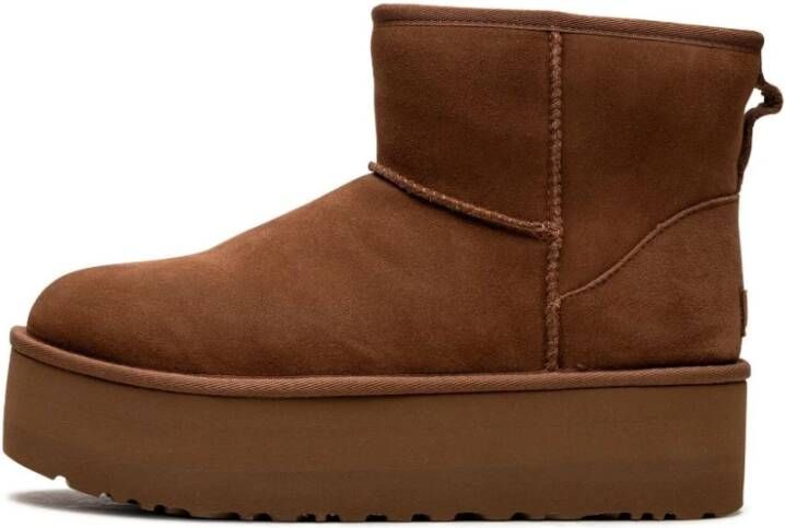 Ugg Bruine Suède Flatform Laarzen met plush™ Brown Dames