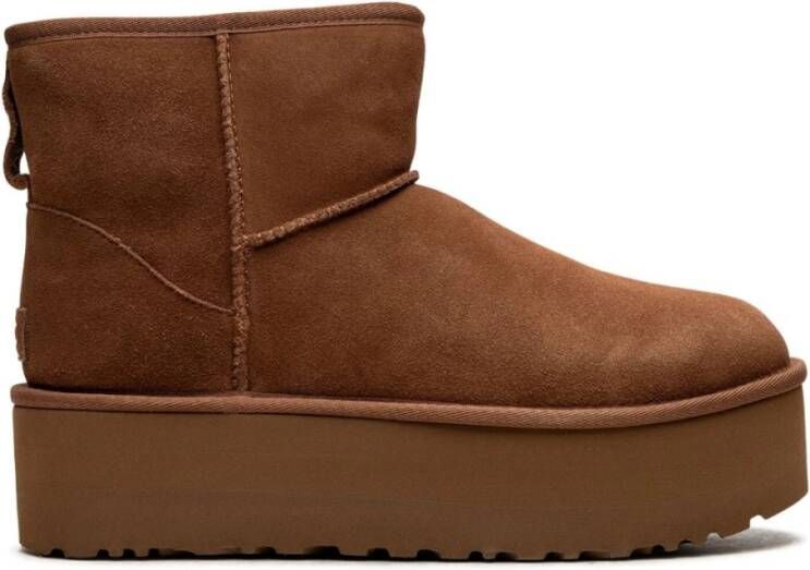 Ugg Bruine Suède Flatform Laarzen met plush™ Brown Dames