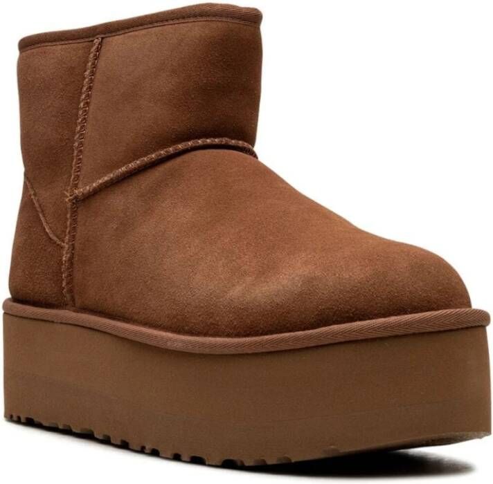 Ugg Bruine Suède Flatform Laarzen met plush™ Brown Dames