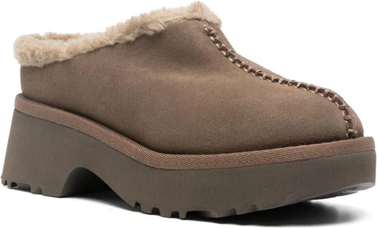 Ugg Bruine Suède Muiltjes met Faux-Fur Voering Brown Dames