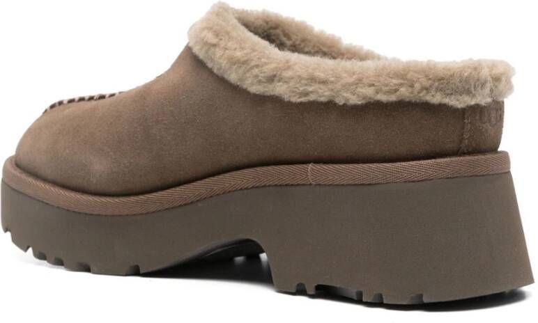 Ugg Bruine Suède Muiltjes met Faux-Fur Voering Brown Dames