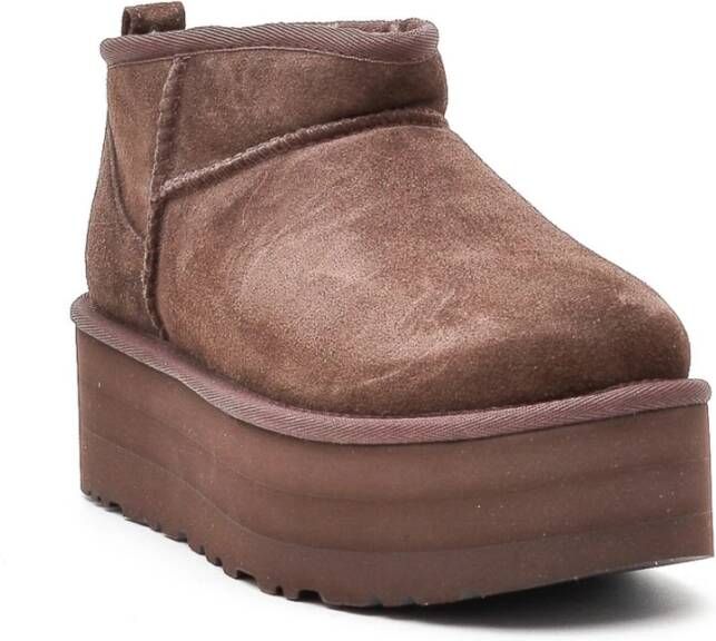 Ugg Bruine Suède Platform Enkellaars Brown Dames